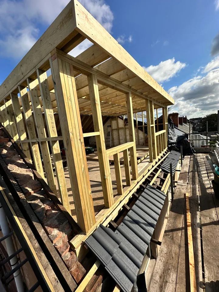 Timber frame of a new dormer